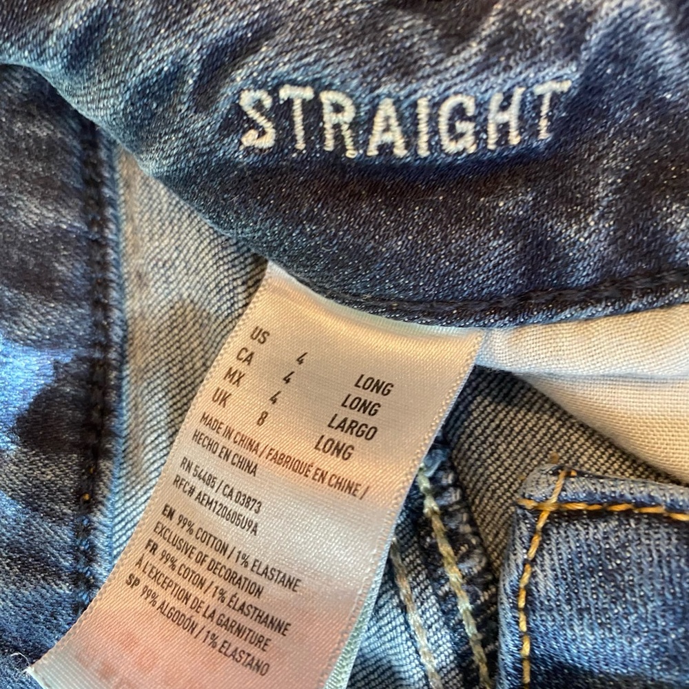 American Eagle Outfitters Women Denim Jeans Super Stretch Straight Leg Sz 4 Long - Picture 5 of 5